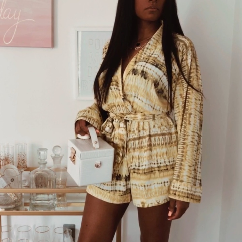 One piece resort wear beach wear tie-dye romper